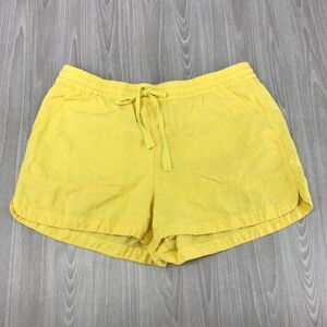 J. Crew‎ Women's Shorts Medium Linen Blend Pockets Drawstring 2.5" Inseam Yellow